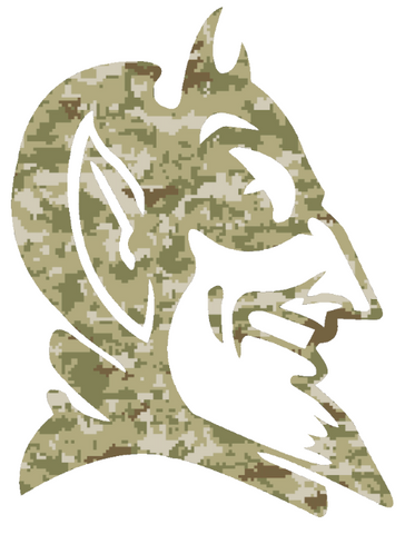 Duke Blue Devils Mascot Logo Salute to Service Camouflage Camo Vinyl Decal PICK SIZE