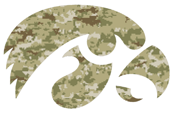 Iowa Hawkeyes Team Logo Salute to Service Camouflage Camo Vinyl Decal PICK SIZE