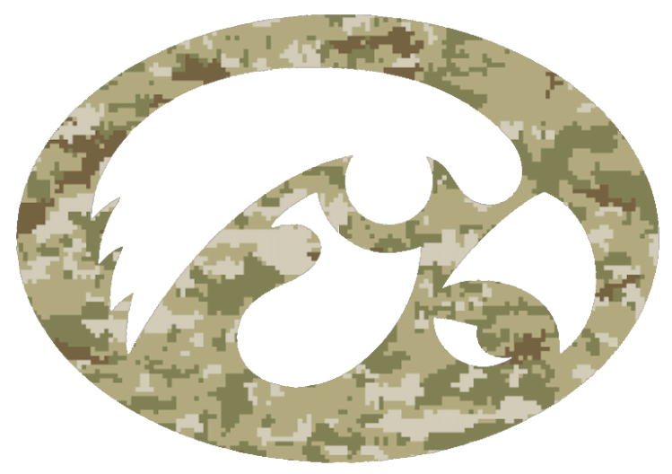 Iowa Hawkeyes Alternate Logo Salute to Service Camouflage Camo Vinyl Decal PICK SIZE