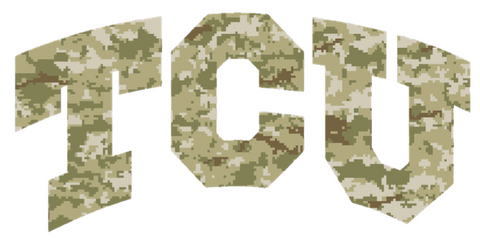 TCU Horned Frogs Team Logo Salute to Service Camouflage Camo Vinyl Decal PICK SIZE