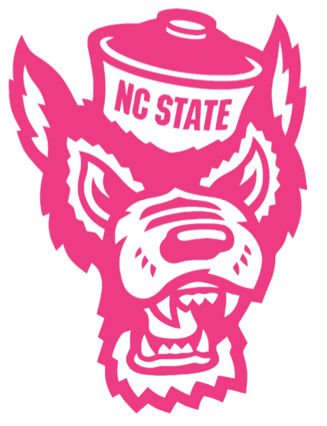 North Carolina NC State Wolfpack HOT PINK Mascot Logo Premium DieCut Vinyl Decal PICK SIZE