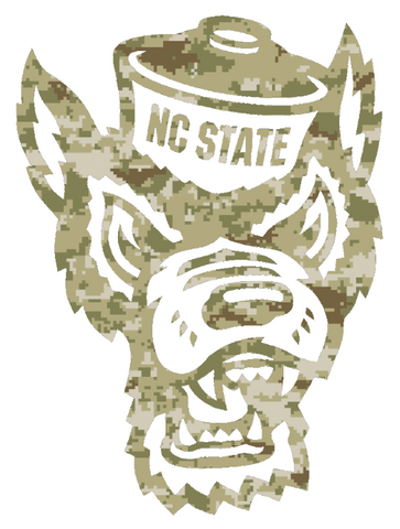 North Carolina NC State Wolfpack Mascot Logo Salute to Service Camouflage Camo Vinyl Decal PICK SIZE