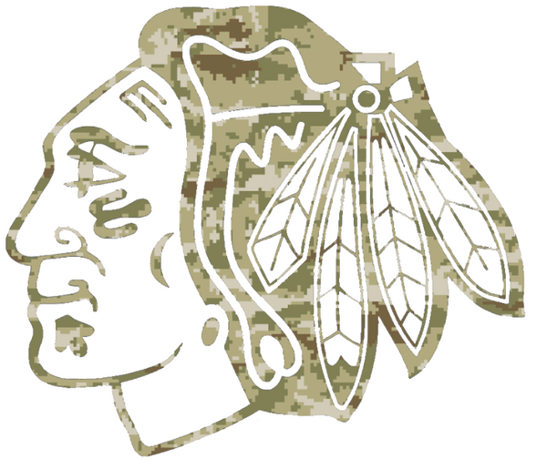 Chicago Blackhawks Team Logo Salute to Service Camouflage Camo Vinyl Decal PICK SIZE