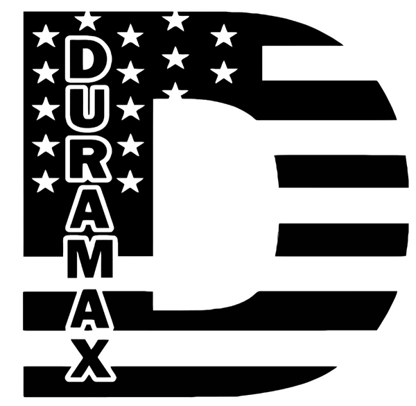 Duramax Diesel Stars & Stripes USA Flag Truck Logo BLACK Premium DieCut Vinyl Decal PICK SIZE