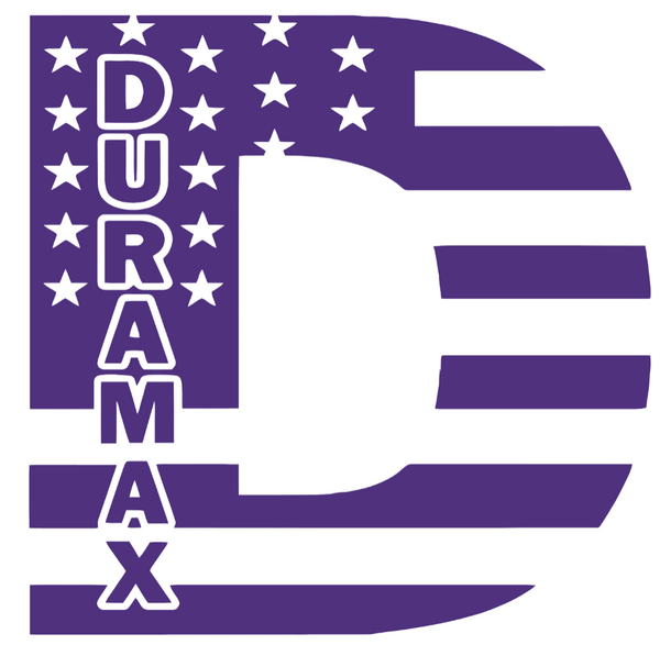 Duramax Diesel Stars & Stripes USA Flag Truck Logo PURPLE Premium DieCut Vinyl Decal PICK SIZE