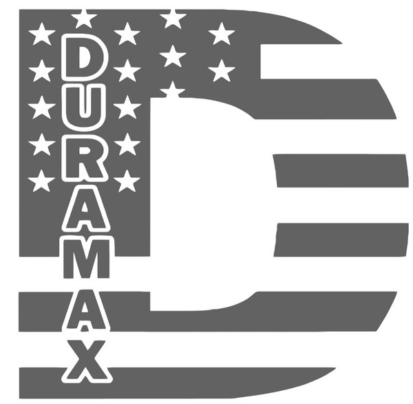 Duramax Diesel Stars & Stripes USA Flag Truck Logo GRAY Premium DieCut Vinyl Decal PICK SIZE