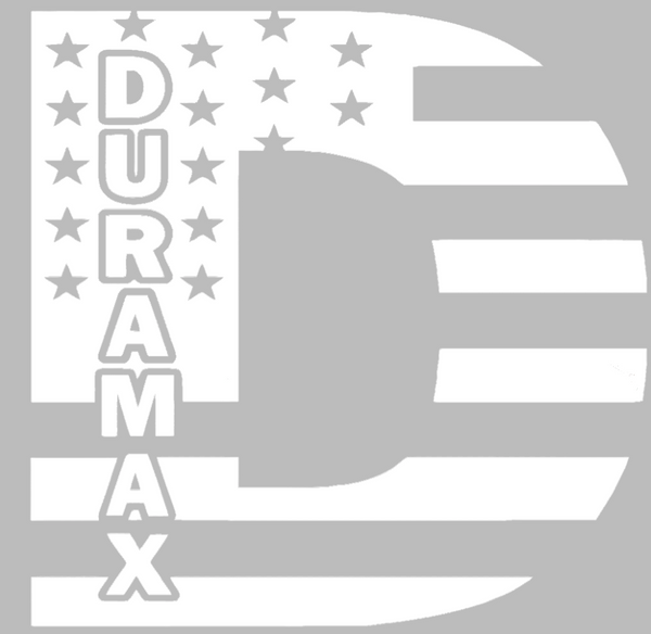 Duramax Diesel Stars & Stripes USA Flag Truck Logo WHITE Premium DieCut Vinyl Decal PICK SIZE