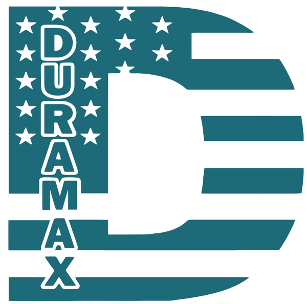 Duramax Diesel Stars & Stripes USA Flag Truck Logo TEAL Premium DieCut Vinyl Decal PICK SIZE