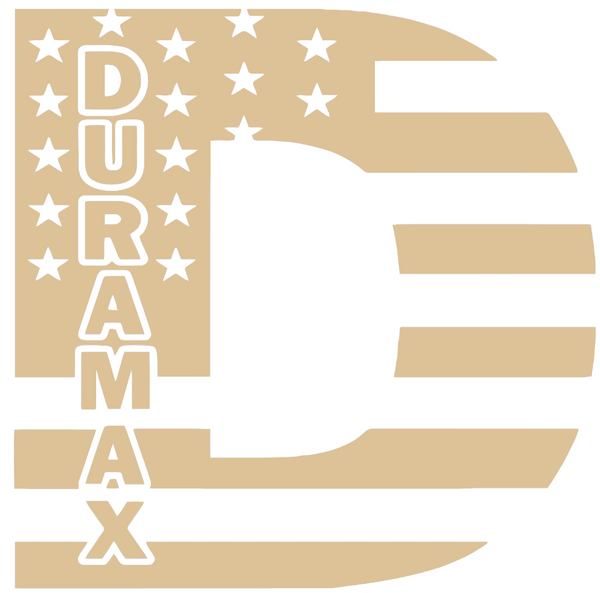 Duramax Diesel Stars & Stripes USA Flag Truck Logo TAN Premium DieCut Vinyl Decal PICK SIZE