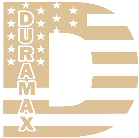 Duramax Diesel Stars & Stripes USA Flag Truck Logo TAN Premium DieCut Vinyl Decal PICK SIZE