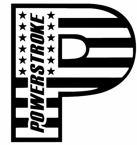 Powerstroke Diesel Stars & Stripes USA Flag Truck Logo BLACK Premium DieCut Vinyl Decal PICK SIZE