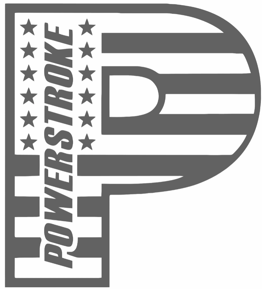 Powerstroke Diesel Stars & Stripes USA Flag Truck Logo GRAY Premium DieCut Vinyl Decal PICK SIZE