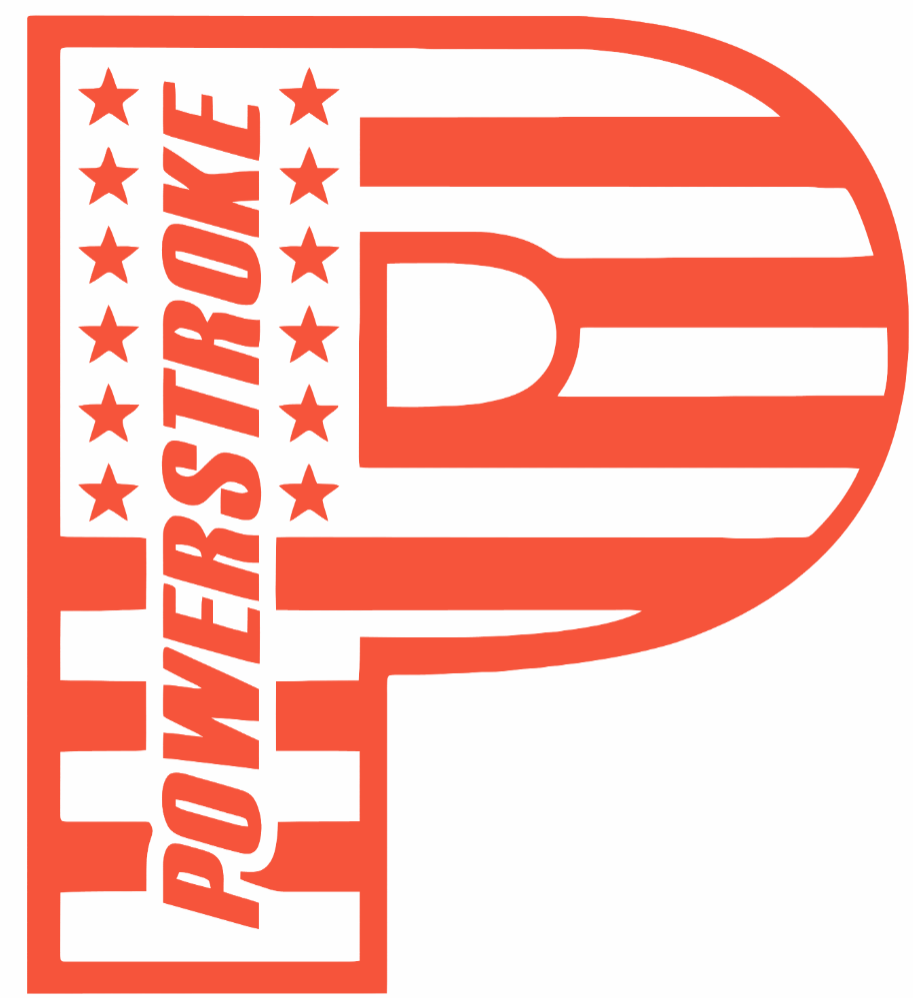 Powerstroke Diesel Stars & Stripes USA Flag Truck Logo ORANGE Premium DieCut Vinyl Decal PICK SIZE
