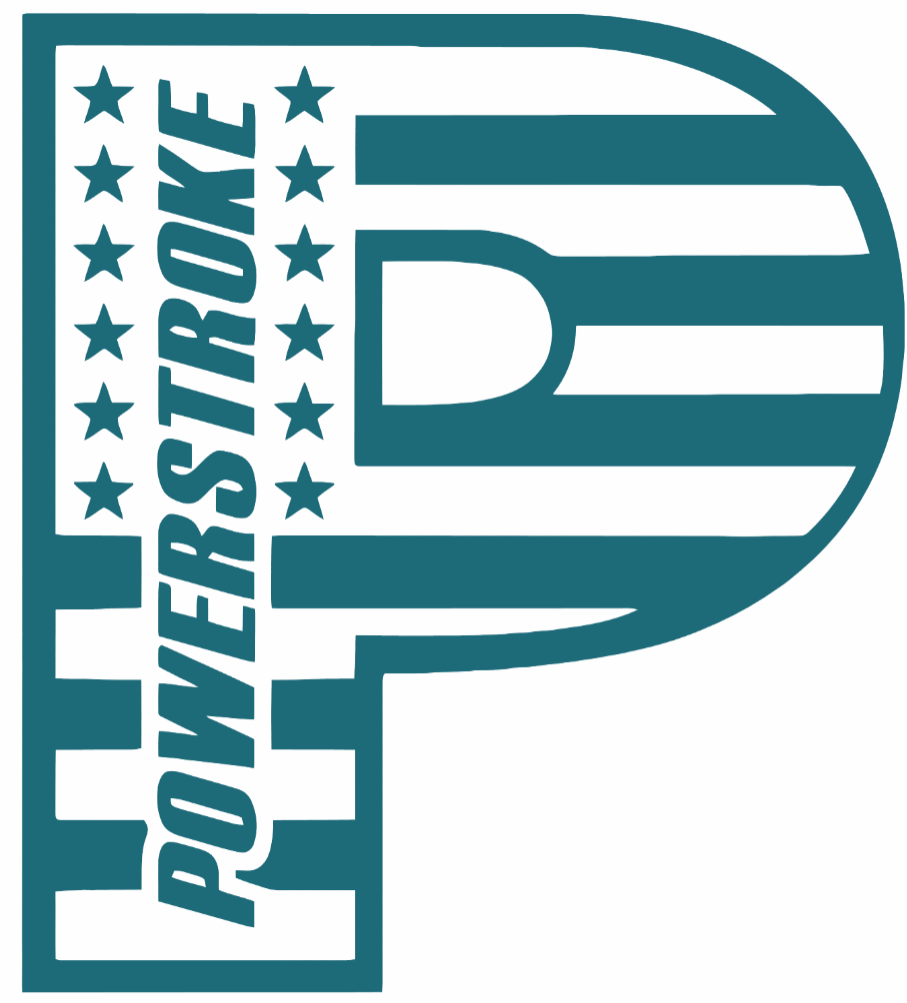 Powerstroke Diesel Stars & Stripes USA Flag Truck Logo TEAL Premium DieCut Vinyl Decal PICK SIZE