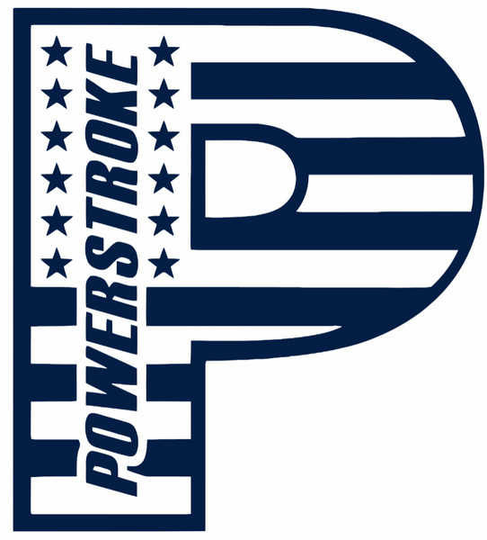 Powerstroke Diesel Stars & Stripes USA Flag Truck Logo NAVY BLUE Premium DieCut Vinyl Decal PICK SIZE