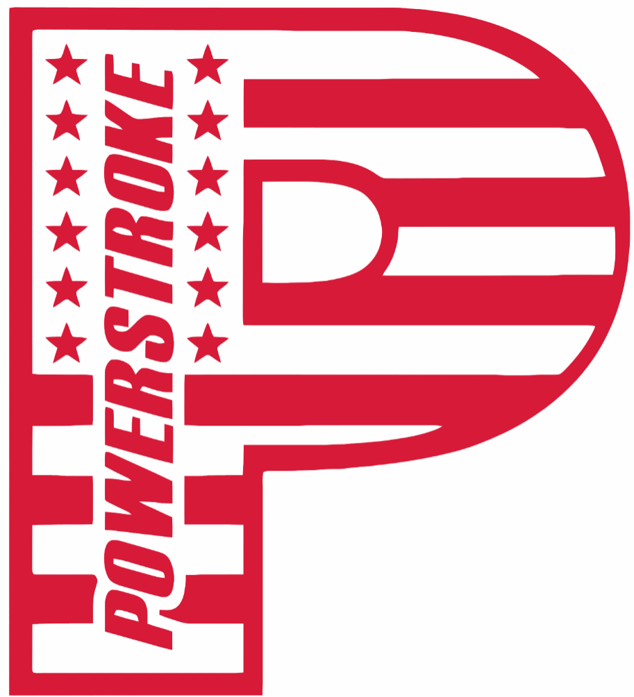 Powerstroke Diesel Stars & Stripes USA Flag Truck Logo RED Premium DieCut Vinyl Decal PICK SIZE