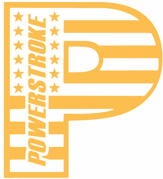 Powerstroke Diesel Stars & Stripes USA Flag Truck Logo YELLOW Premium DieCut Vinyl Decal PICK SIZE
