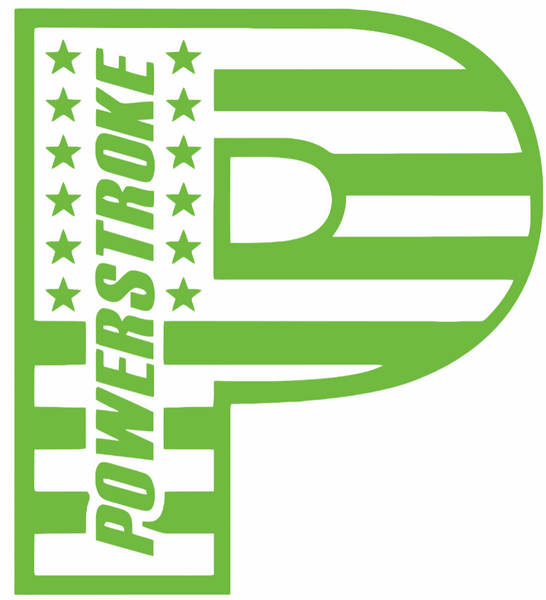 Powerstroke Diesel Stars & Stripes USA Flag Truck Logo LIME GREEN Premium DieCut Vinyl Decal PICK SIZE