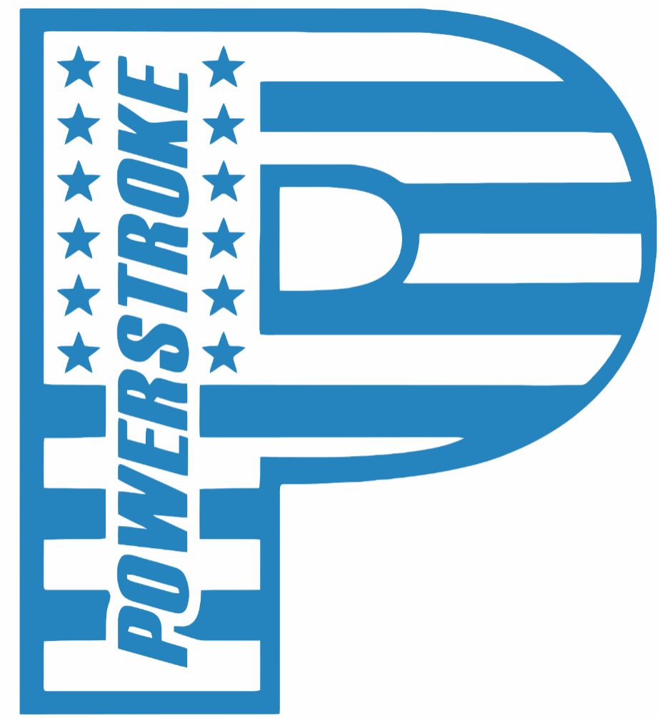 Powerstroke Diesel Stars & Stripes USA Flag Truck Logo LIGHT BLUE Premium DieCut Vinyl Decal PICK SIZE