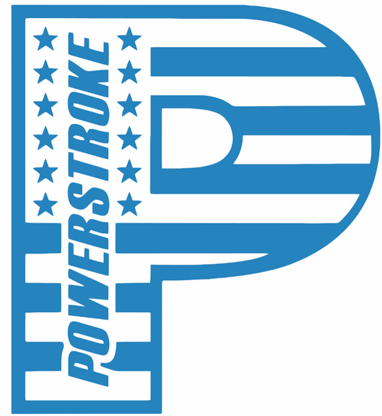 Powerstroke Diesel Stars & Stripes USA Flag Truck Logo LIGHT BLUE Premium DieCut Vinyl Decal PICK SIZE