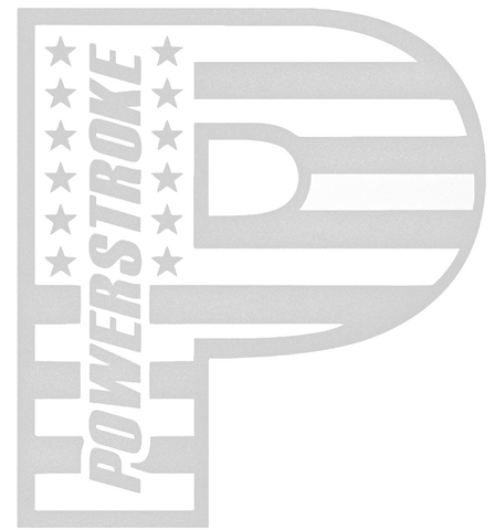 Powerstroke Diesel Stars & Stripes USA Flag Truck Logo FROSTED ETCHED GLASS Premium DieCut Vinyl Decal PICK SIZE