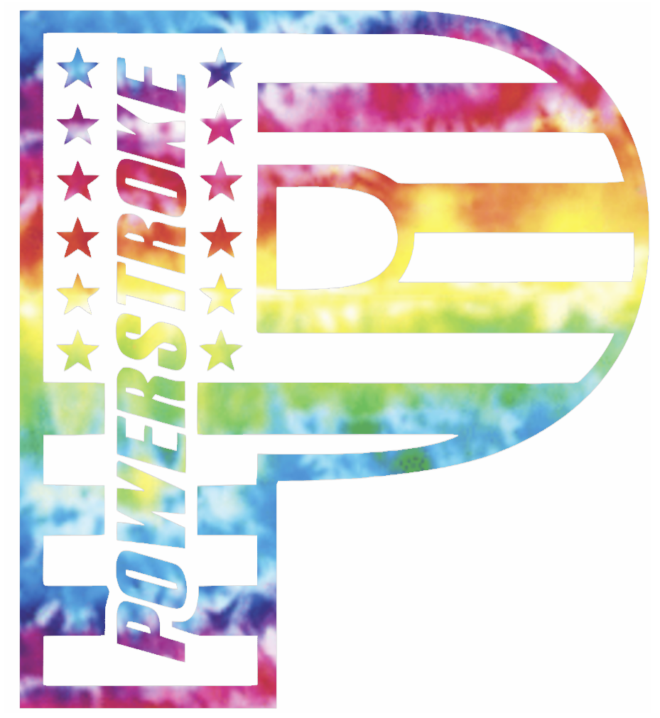 Powerstroke Diesel Stars & Stripes USA Flag Truck Logo TIE DYE Premium DieCut Vinyl Decal PICK SIZE