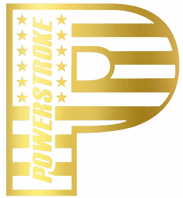 Powerstroke Diesel Stars & Stripes USA Flag Truck Logo METALLIC GOLD Premium DieCut Vinyl Decal PICK SIZE