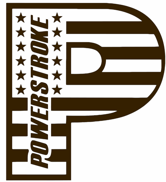 Powerstroke Diesel Stars & Stripes USA Flag Truck Logo BROWN Premium DieCut Vinyl Decal PICK SIZE