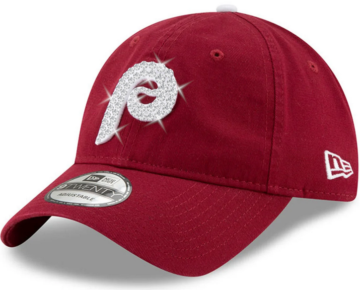 Philadelphia Phillies Swarovski Crystal Bling Womens Adjustable Hat Maroon Retro Throwback