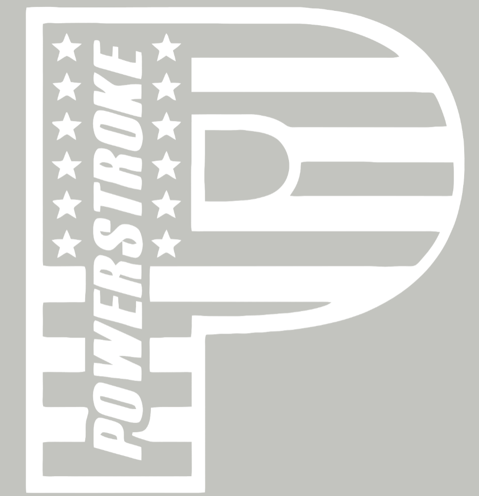 Powerstroke Diesel Stars & Stripes USA Flag Truck Logo WHITE Premium DieCut Vinyl Decal PICK SIZE