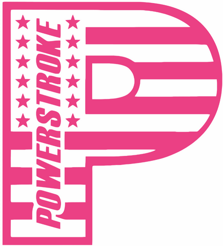 Powerstroke Diesel Stars & Stripes USA Flag Truck Logo HOT PINK Premium DieCut Vinyl Decal PICK SIZE