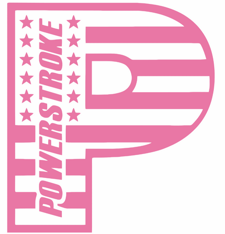 Powerstroke Diesel Stars & Stripes USA Flag Truck Logo LIGHT PINK Premium DieCut Vinyl Decal PICK SIZE