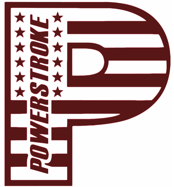 Powerstroke Diesel Stars & Stripes USA Flag Truck Logo MAROON Premium DieCut Vinyl Decal PICK SIZE
