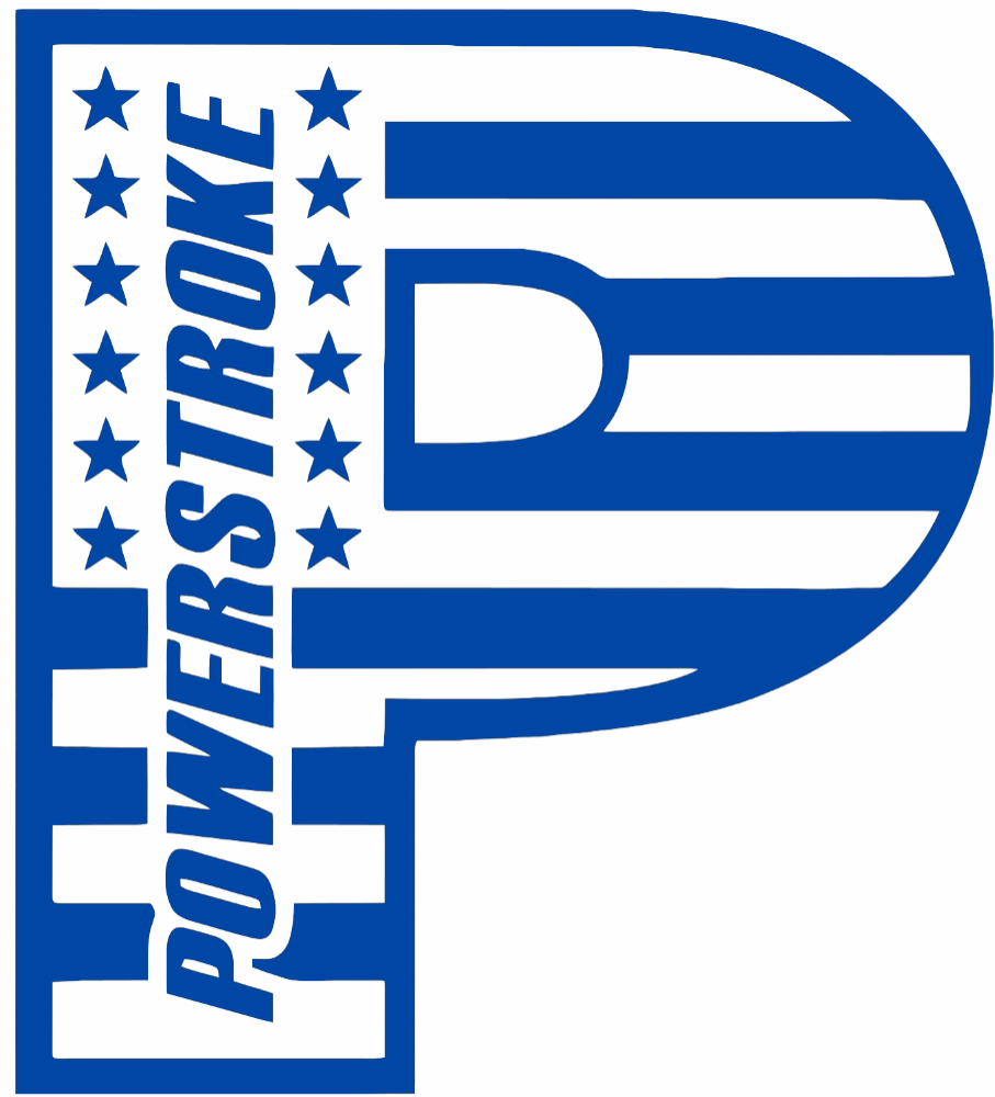 Powerstroke Diesel Stars & Stripes USA Flag Truck Logo ROYAL BLUE Premium DieCut Vinyl Decal PICK SIZE