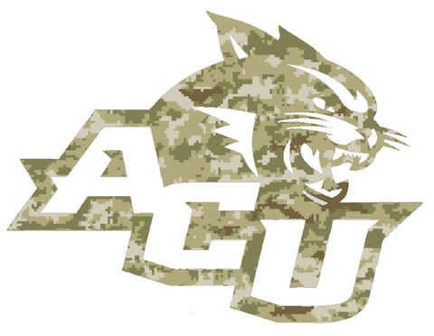 Abilene Christian Wildcats Team Logo Salute to Service Camouflage Camo Vinyl Decal PICK SIZE