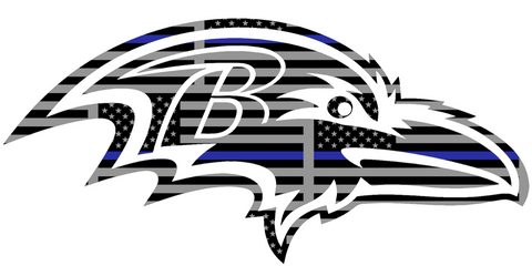 Baltimore Ravens Team Logo Thin Blue Line American Flag Premium DieCut Vinyl Decal PICK SIZE