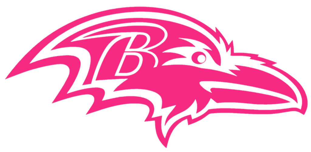 Baltimore Ravens Hot Pink Team Logo Breast Cancer Awareness Premium DieCut Vinyl Decal PICK SIZE