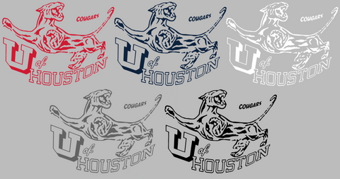 Houston Cougars Retro Throwback Logo Premium DieCut Vinyl Decal PICK COLOR & SIZE