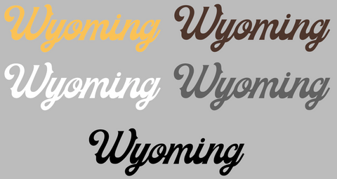 Wyoming Cowboys Script Team Name Logo Premium DieCut Vinyl Decal PICK COLOR & SIZE