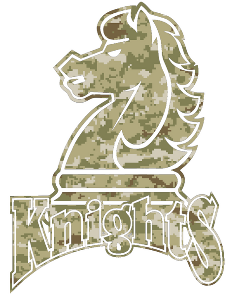 Fairleigh Dickinson Knights Alternate Logo Salute to Service Camouflage Camo Vinyl Decal PICK SIZE