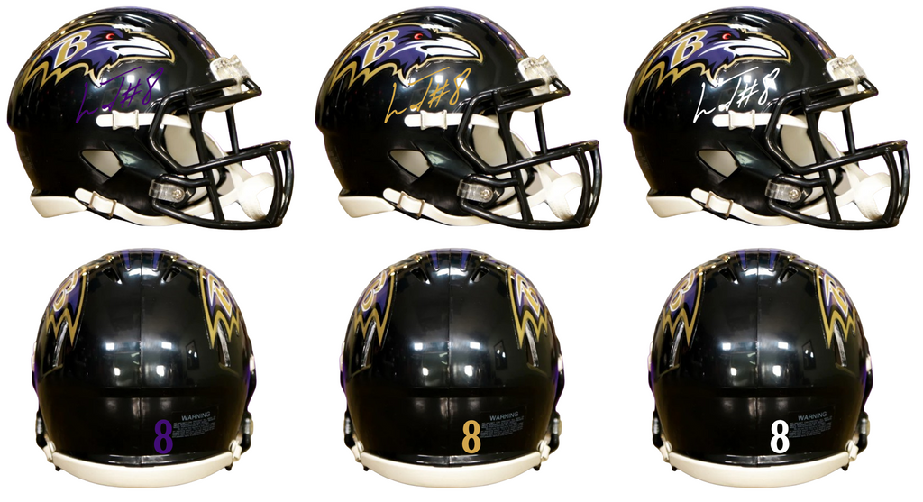 Lamar Jackson Facsimile Autographed Signed Baltimore Ravens Riddell Speed Mini Football Helmet