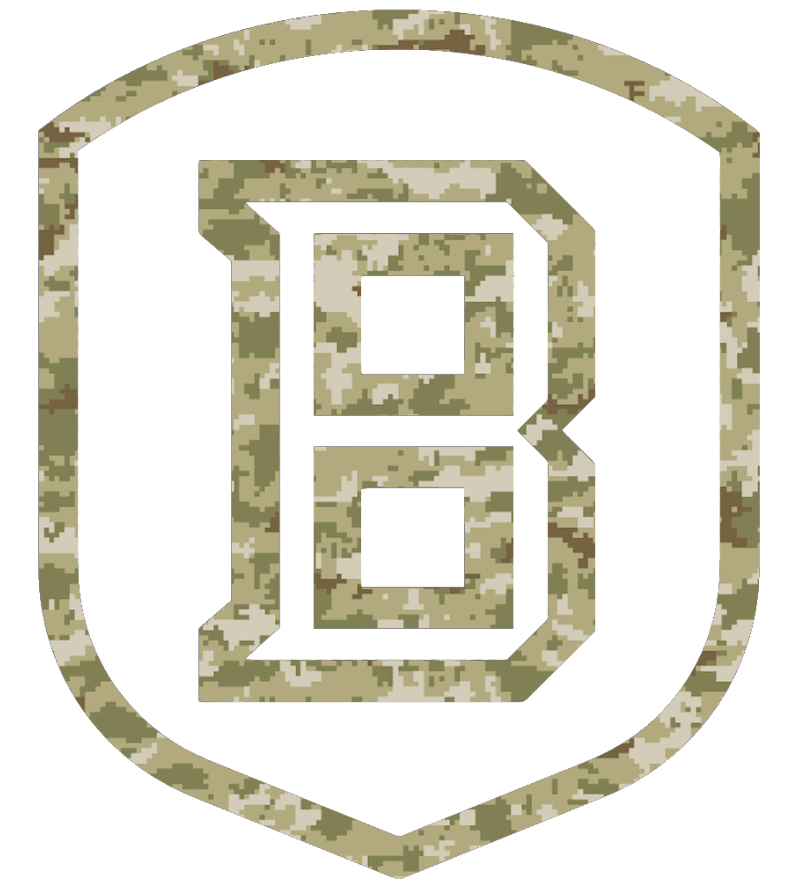 Bradley Braves Team Logo Salute to Service Camouflage Camo Vinyl Decal PICK SIZE