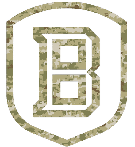 Bradley Braves Team Logo Salute to Service Camouflage Camo Vinyl Decal PICK SIZE