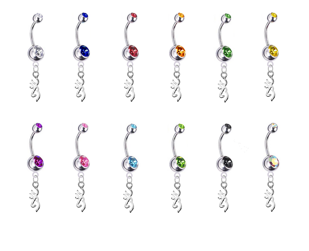 Browning Silver Swarovski Belly Button Navel Ring - Customize Gem Colors