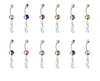 Browning Silver Swarovski Belly Button Navel Ring - Customize Gem Colors