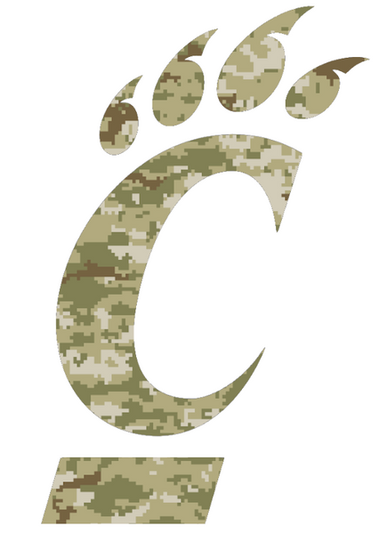 Cincinnati Bearcats Team Logo Salute to Service Camouflage Camo Vinyl Decal PICK SIZE