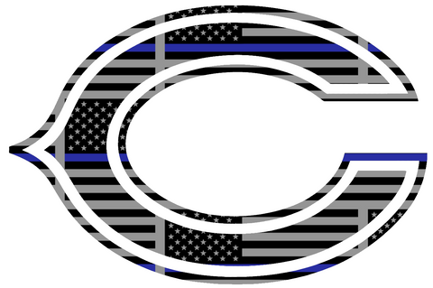 Chicago Bears Thin Blue Line Team Logo American Flag Premium DieCut Vinyl Decal PICK SIZE