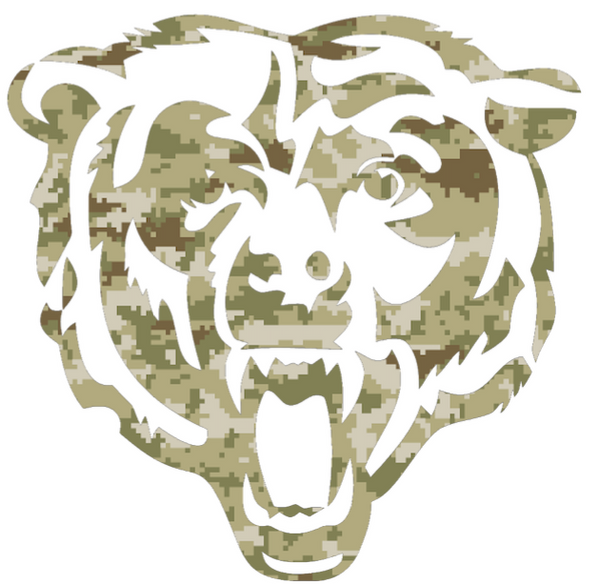 Chicago Bears Salute to Service Screaming Bear Logo Camouflage Camo Vinyl Decal PICK SIZE