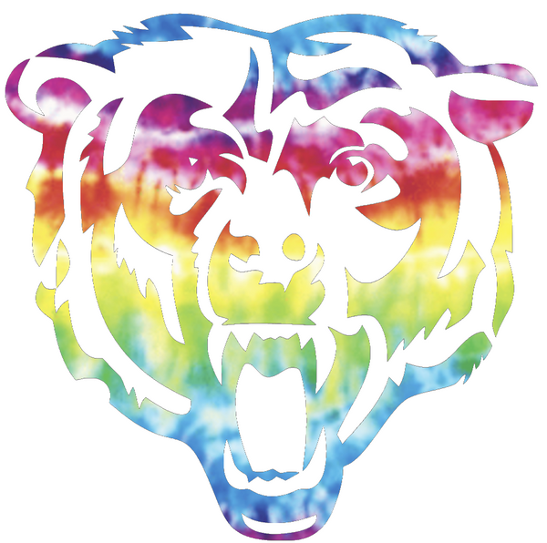 Chicago Bears Crucial Catch Cancer Screaming Bear Logo Tie Dye Vinyl Decal PICK SIZE