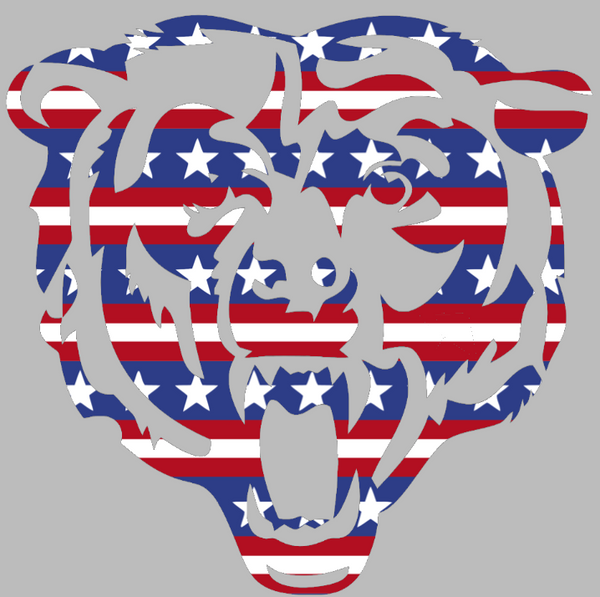 Chicago Bears Stars & Stripes Screaming Bear Logo USA American Flag Vinyl Decal PICK SIZE